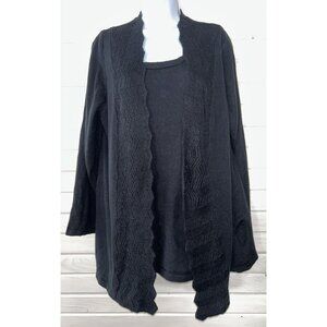 CATHERINES Sz PLUS 0X 14/16W Twofer Black Cardigan Sweater w/Front Shell EUC
